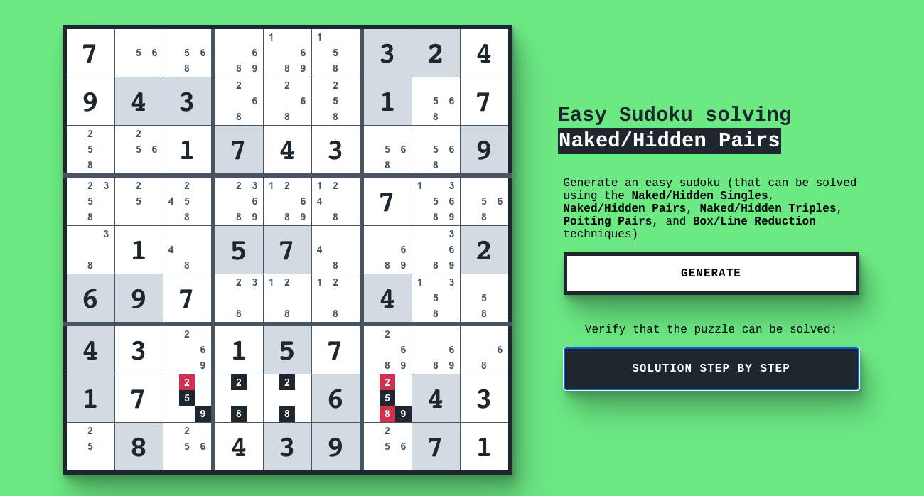 Demo of easy Sudoku generator